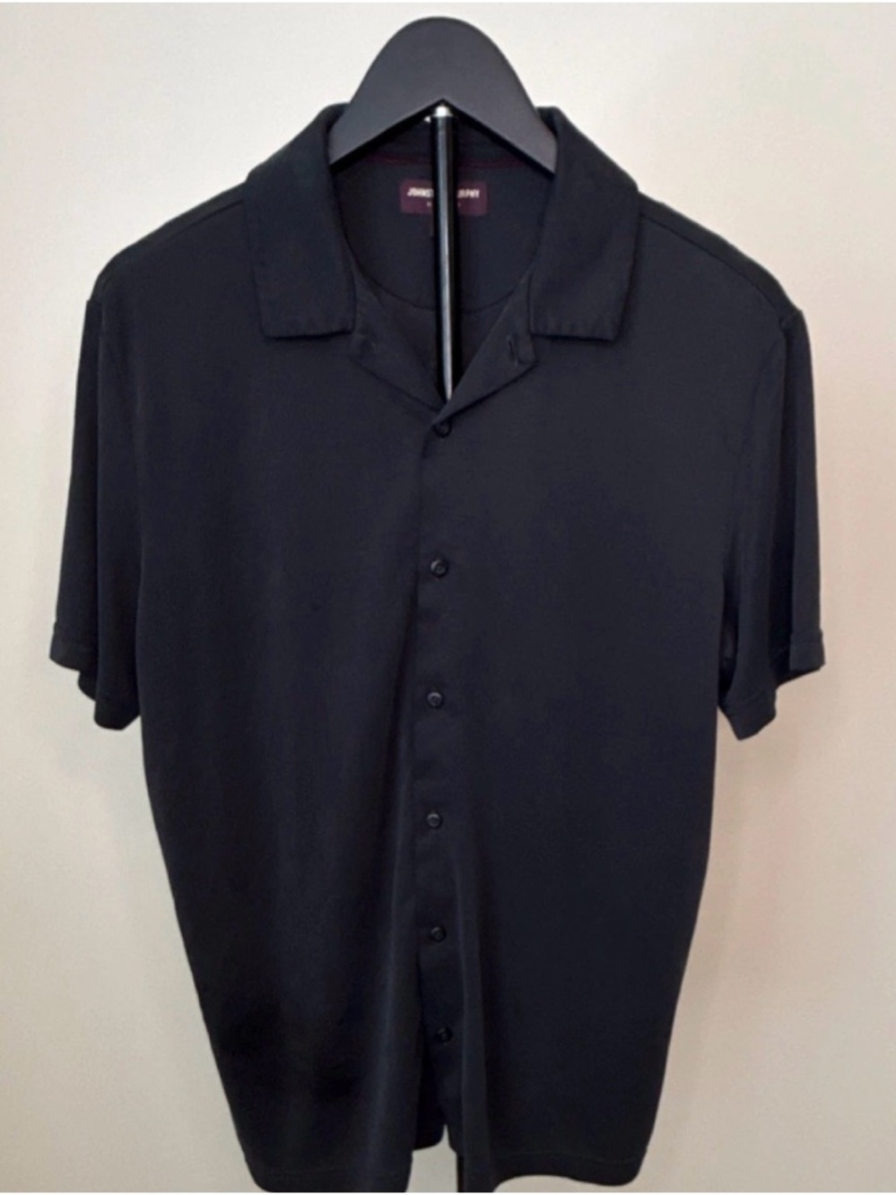 Johnston & Murphy Black Short-Sleeve Button-Down Shirt‎